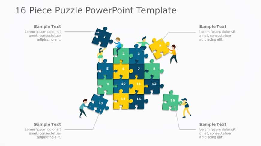 16 Piece Puzzle PowerPoint Template