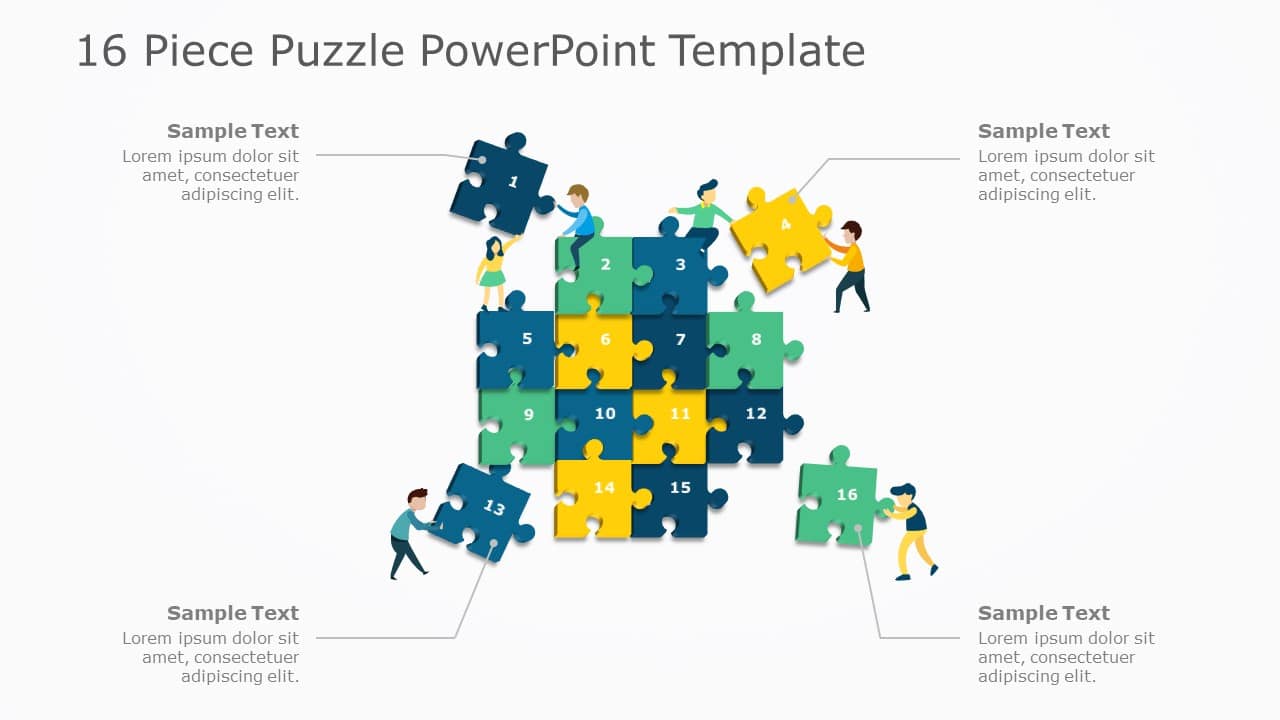 16 Piece Puzzle PowerPoint Template & Google Slides Theme