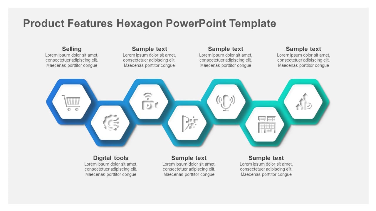 Product Features Hexagon 02 PowerPoint Template & Google Slides Theme