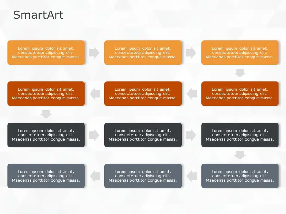 SmartArt Process Bending Process 4 Steps & Google Slides Theme