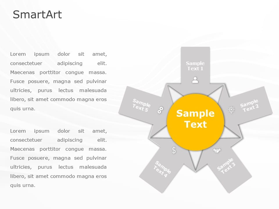 SmartArt Process Converging Circles 5 Steps & Google Slides Theme