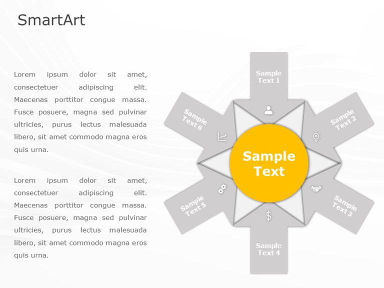 SmartArt Process Converging Circles 6 Steps & Google Slides Theme