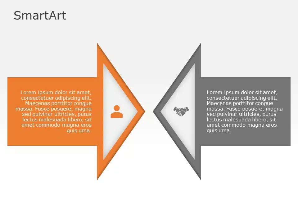 SmartArt Process Coverging Arrows 2 Steps & Google Slides Theme