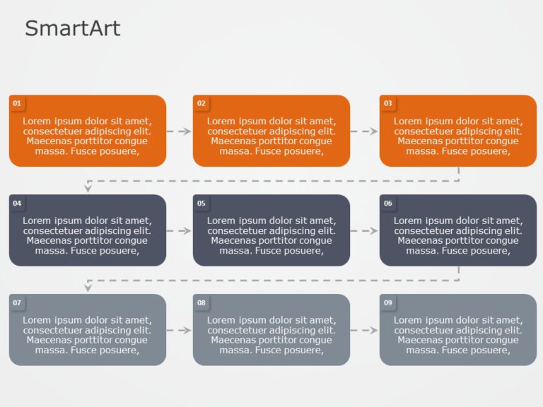 SmartArt Process Reverse Bending 3 Steps & Google Slides Theme