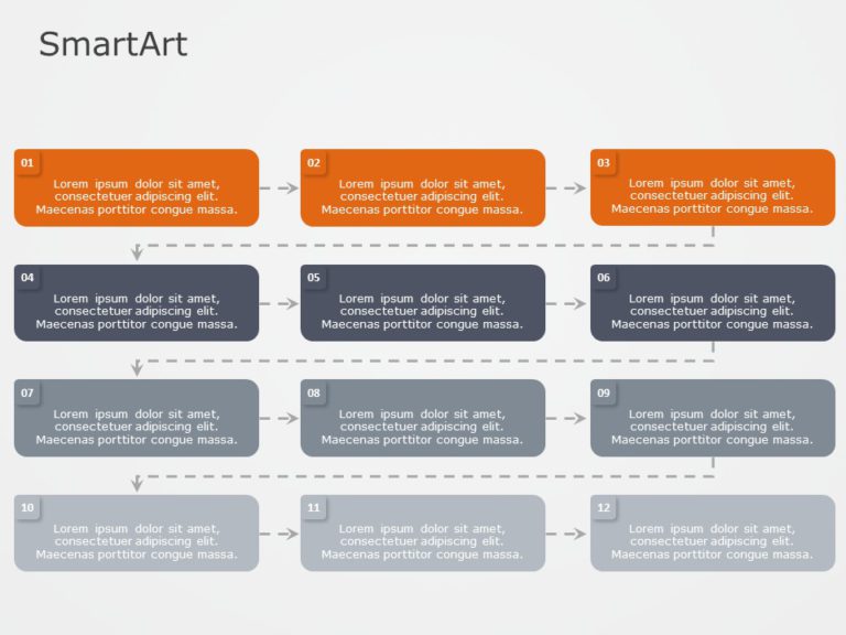 SmartArt Process Reverse Bending 4 Steps & Google Slides Theme