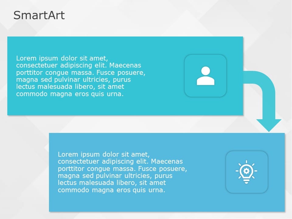 SmartArt Process Staggared Process 2 Steps & Google Slides Theme