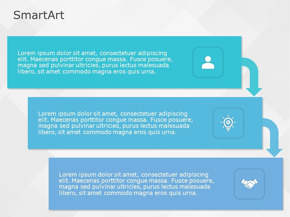 SmartArt Process Staggared Process 3 Steps & Google Slides Theme