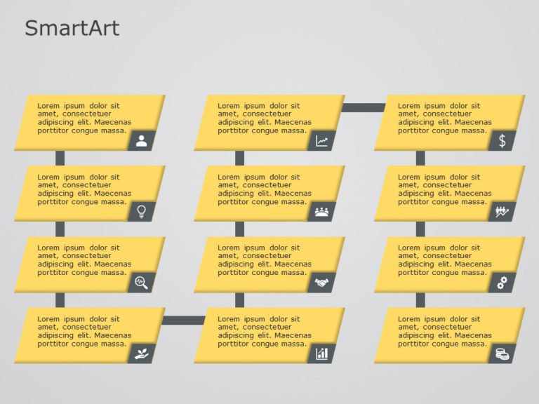 SmartArt Process Vertical Bending 4 Steps & Google Slides Theme