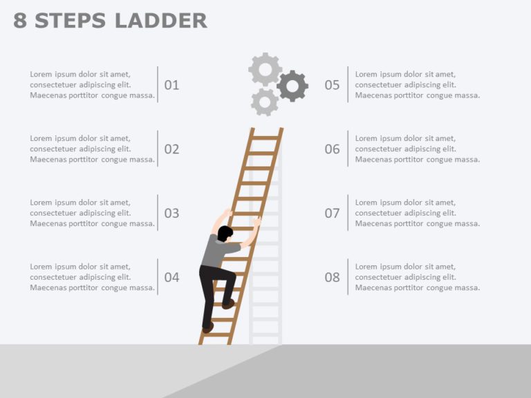 8 Steps Growth Ladder PowerPoint Template
