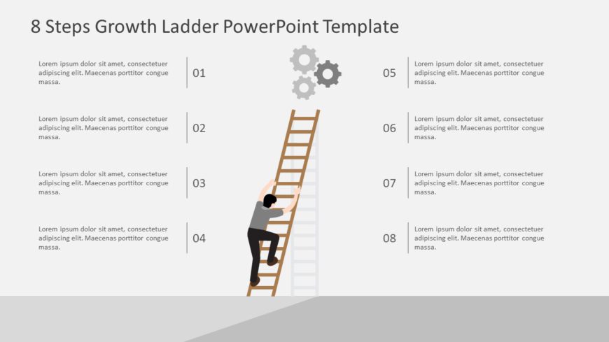 8 Steps Growth Ladder PowerPoint Template