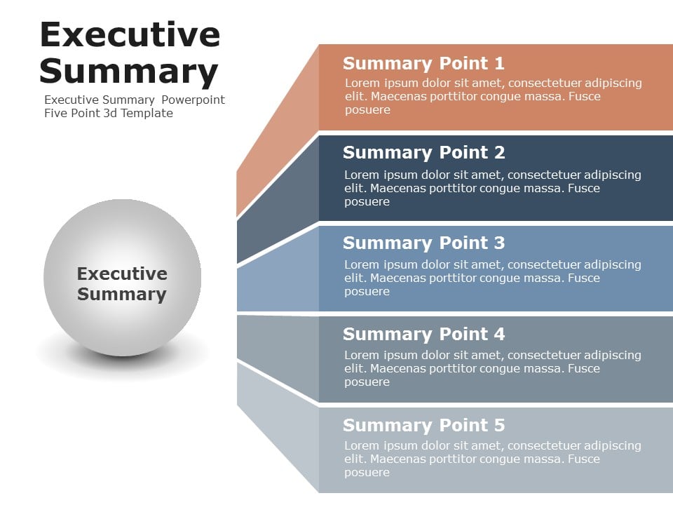 Animated Executive Summary Five Point 3d PowerPoint Template