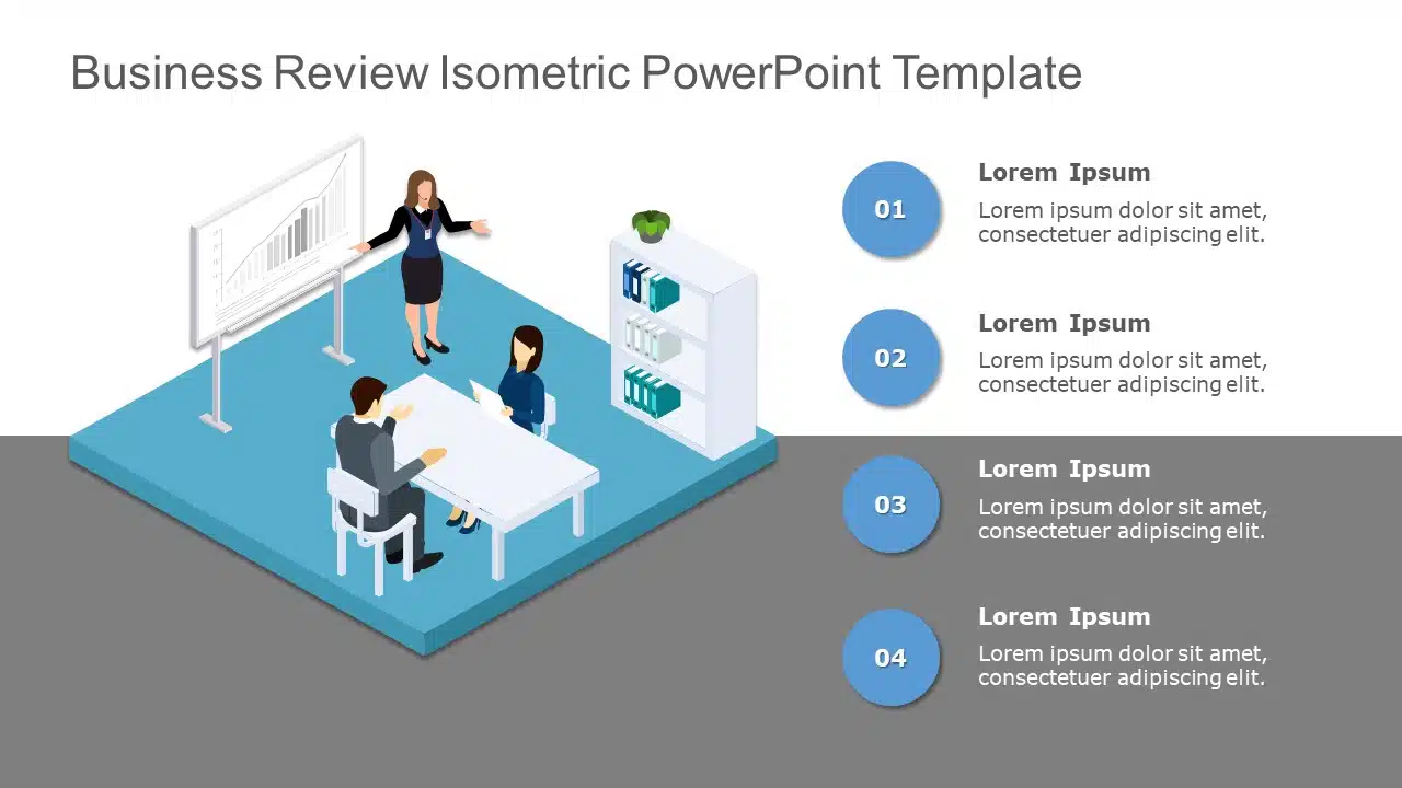 Business Review Isometric PowerPoint Template & Google Slides Theme