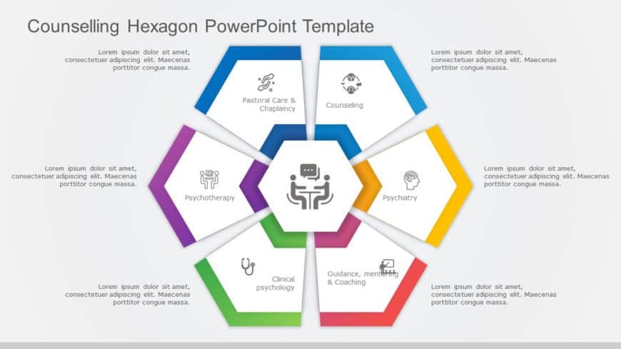 Counselling Hexagon PowerPoint Template