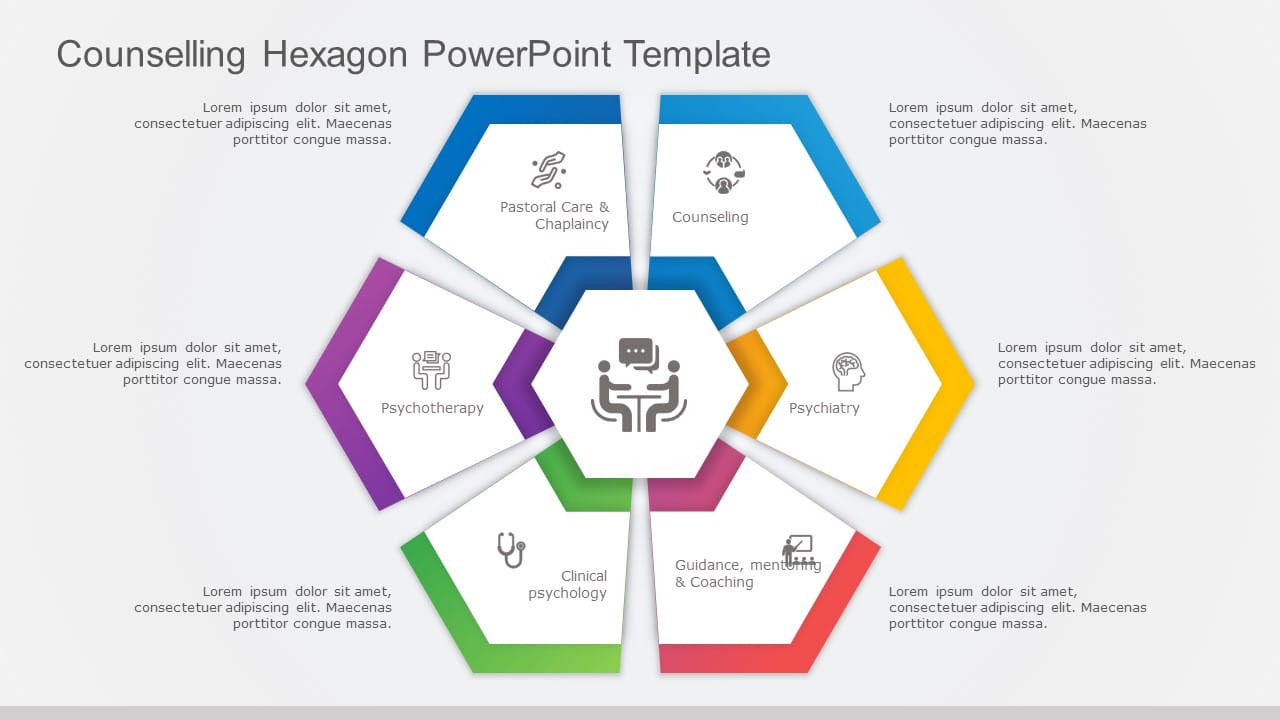 Counselling Hexagon PowerPoint Template & Google Slides Theme