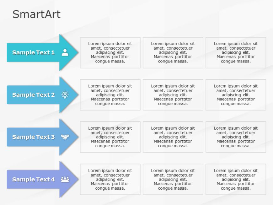 SmartArt List Arrows Segments 4 Steps
