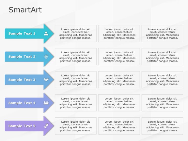 SmartArt List Arrows Segments 5 Steps & Google Slides Theme