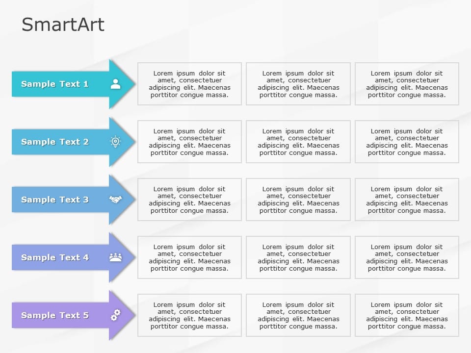 SmartArt List Arrows Segments 5 Steps