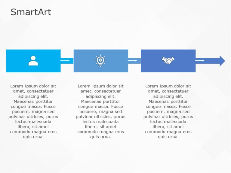 SmartArt Process Basic Square 3 Steps
