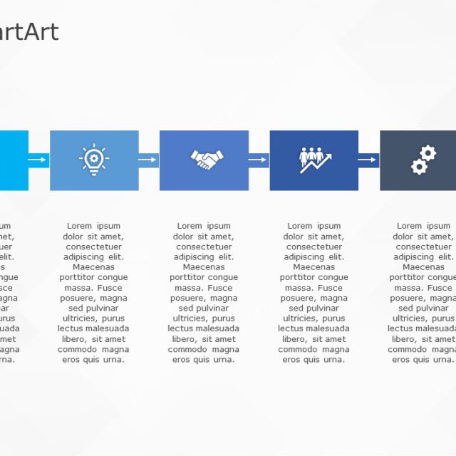 Smartart Process Basic Chevron 5 Steps 4737