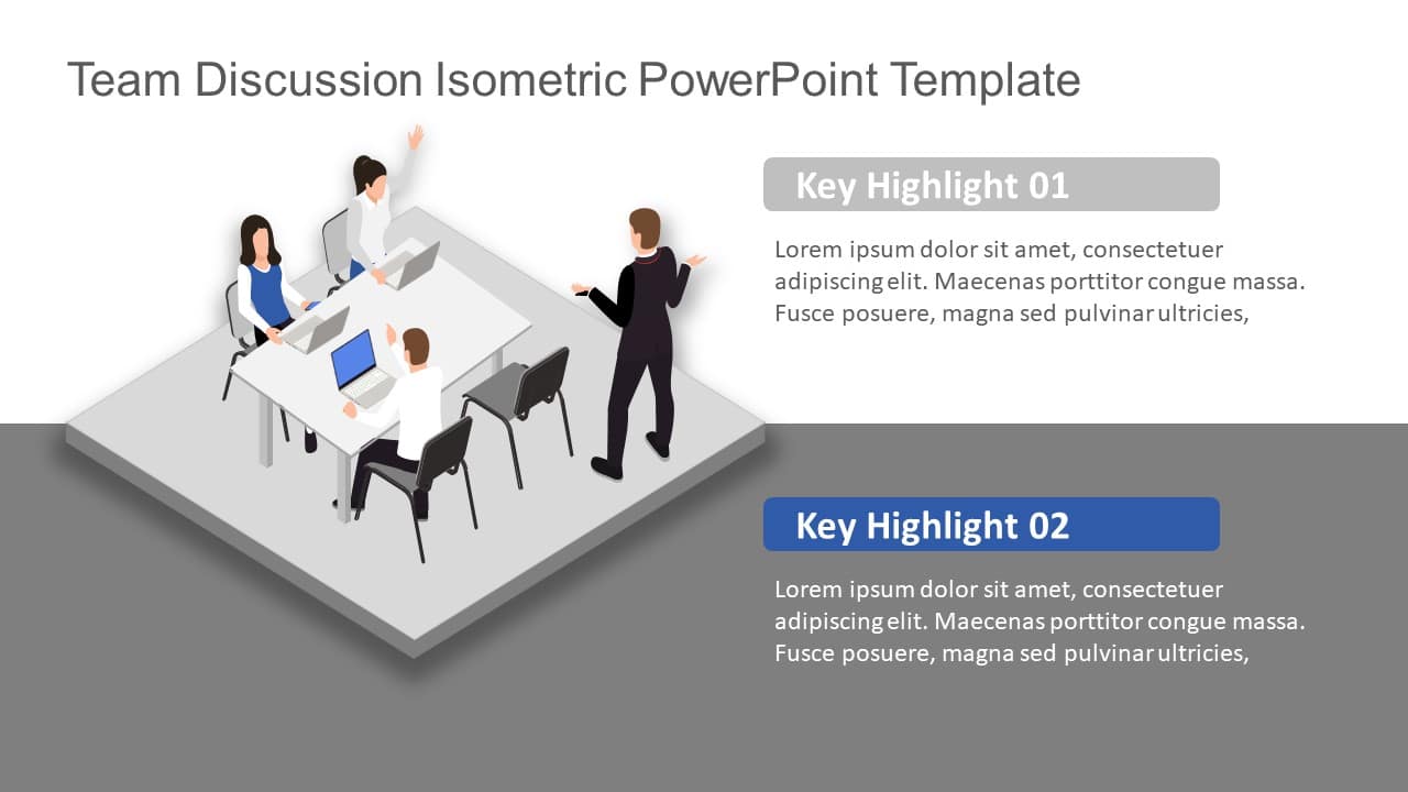 Team Discussion Isometric PowerPoint Template & Google Slides Theme