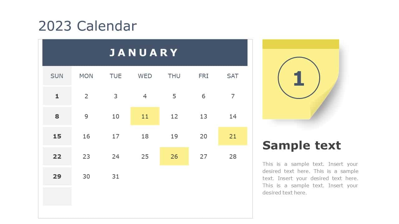 2023 Detailed Calendar PowerPoint Template & Google Slides Theme