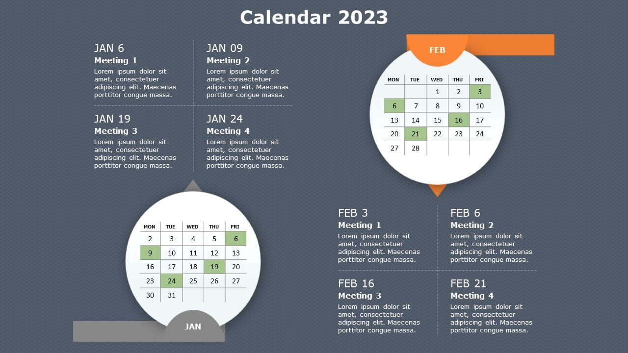 2023 Monthly Calendar PowerPoint Template & Google Slides Theme