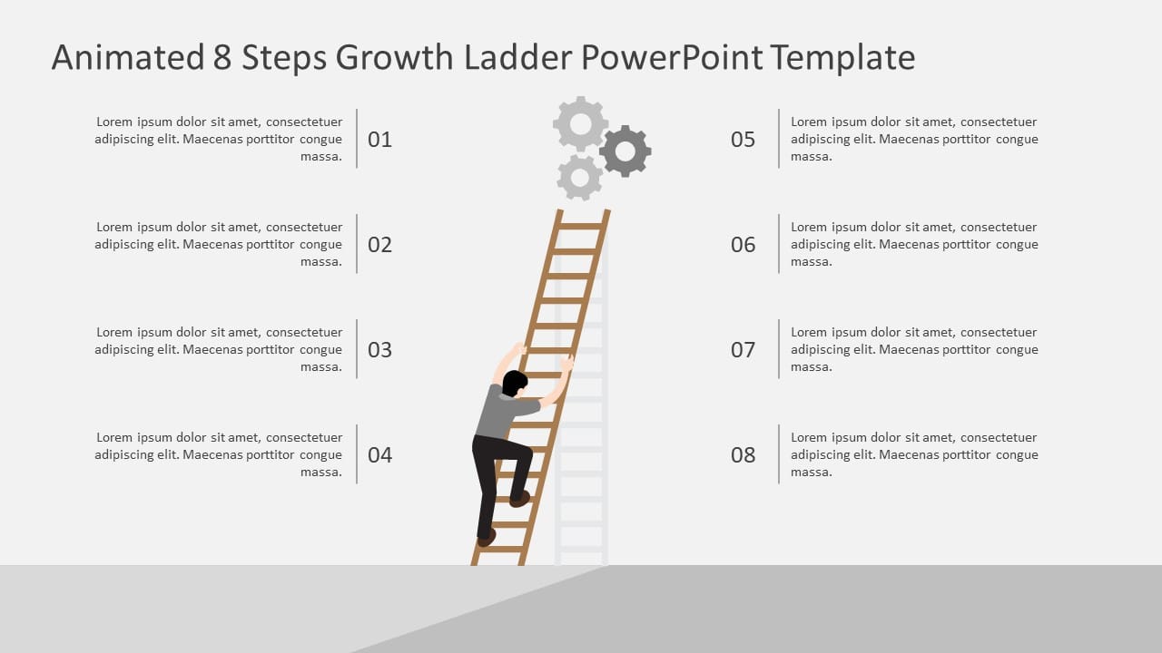 Animated 8 Steps Growth Ladder PowerPoint Template & Google Slides Theme