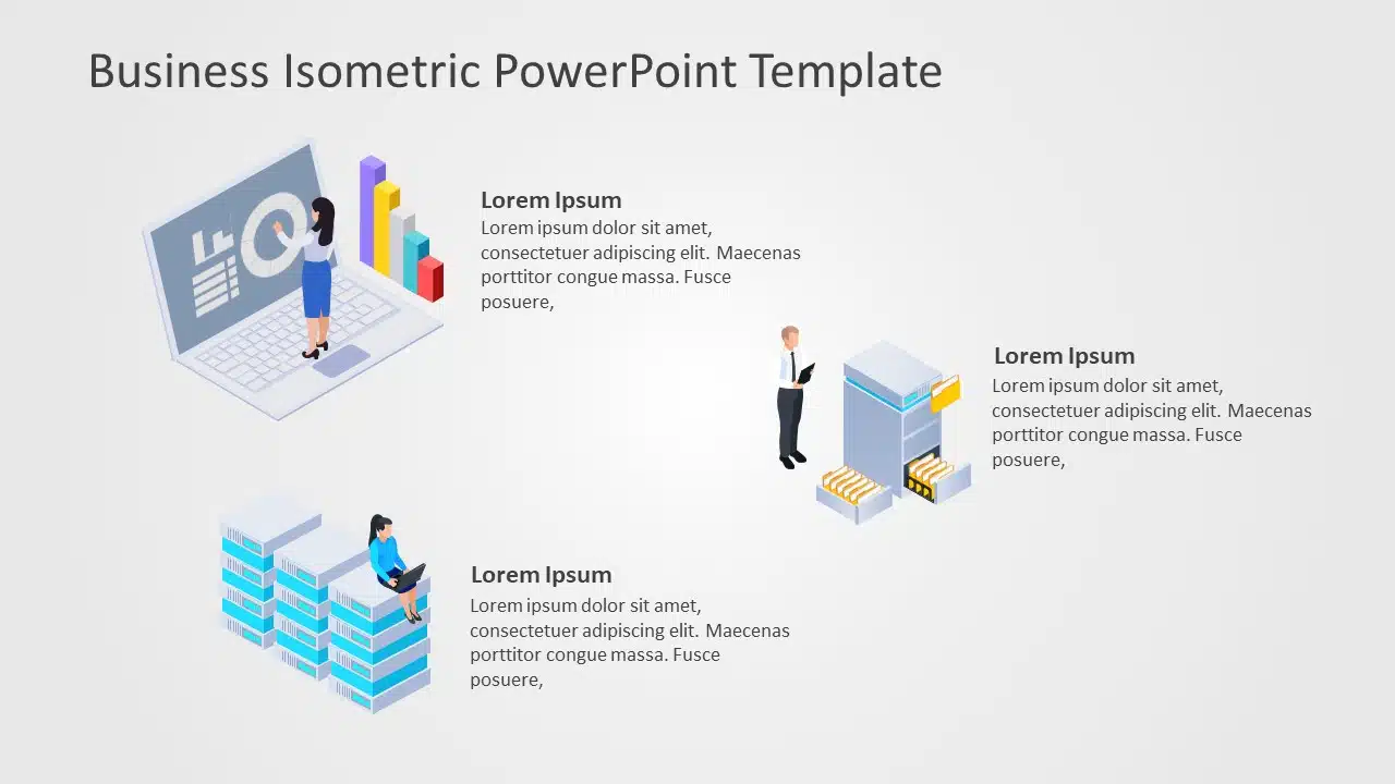 Business Isometric PowerPoint Template & Google Slides Theme