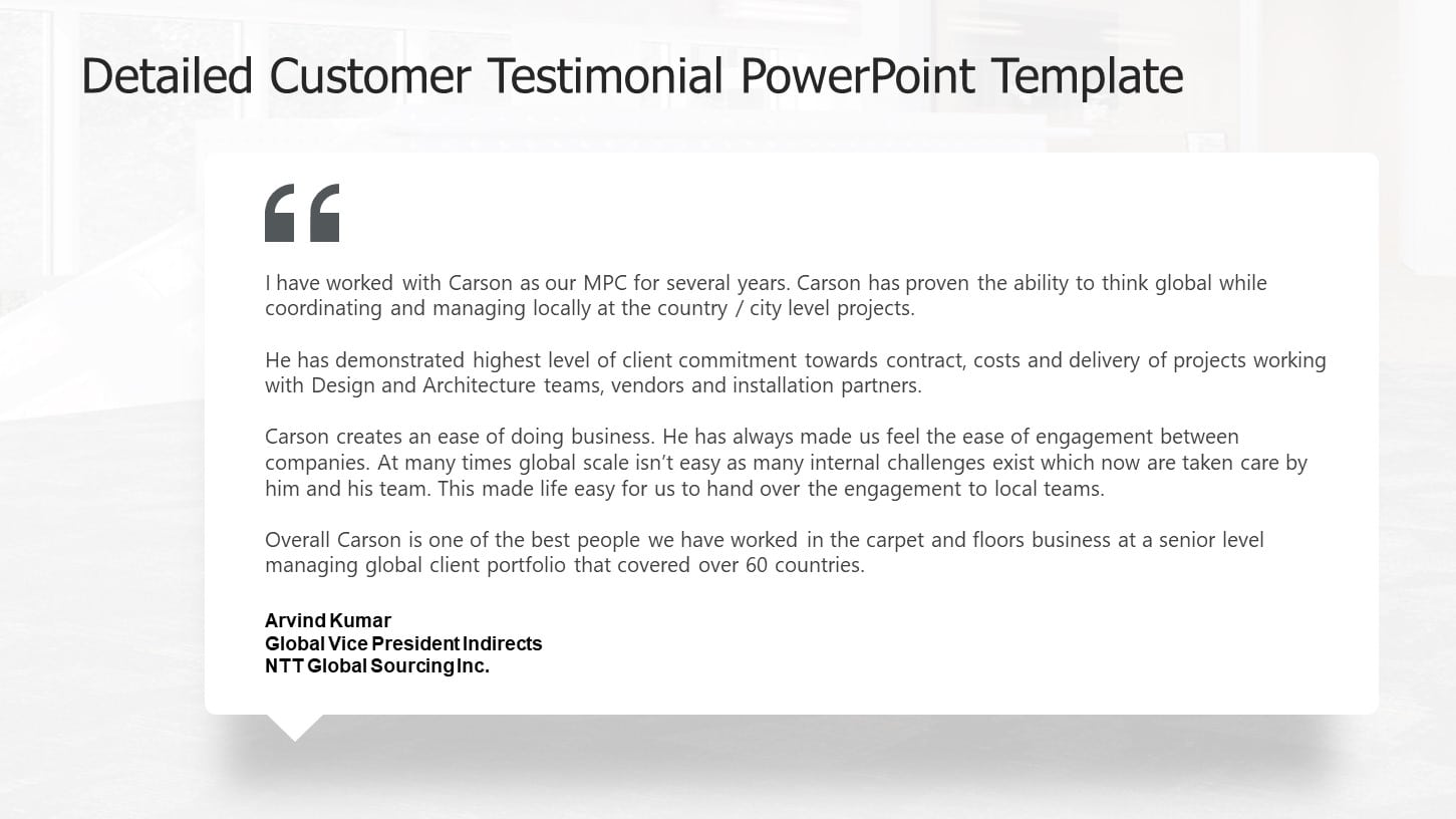Detailed Customer Testimonial PowerPoint Template & Google Slides Theme