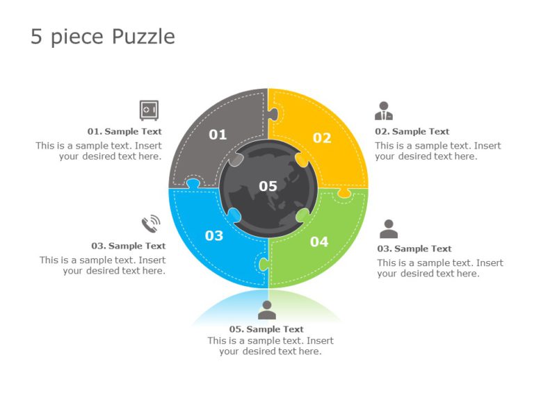 Five Pieces Puzzle PowerPoint Template