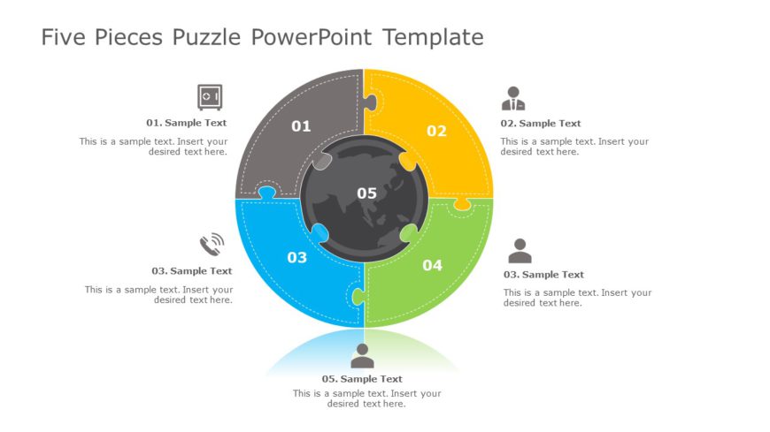 Five Pieces Puzzle PowerPoint Template