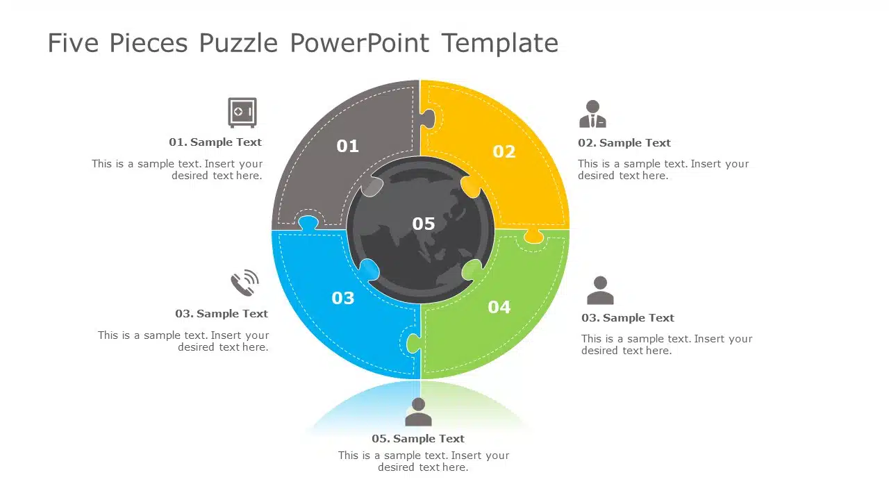 Five Pieces Puzzle PowerPoint Template & Google Slides Theme