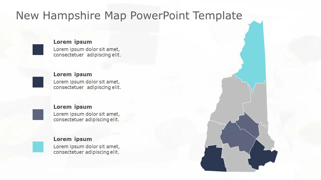 New Hampshire Map 4 PowerPoint Template & Google Slides Theme