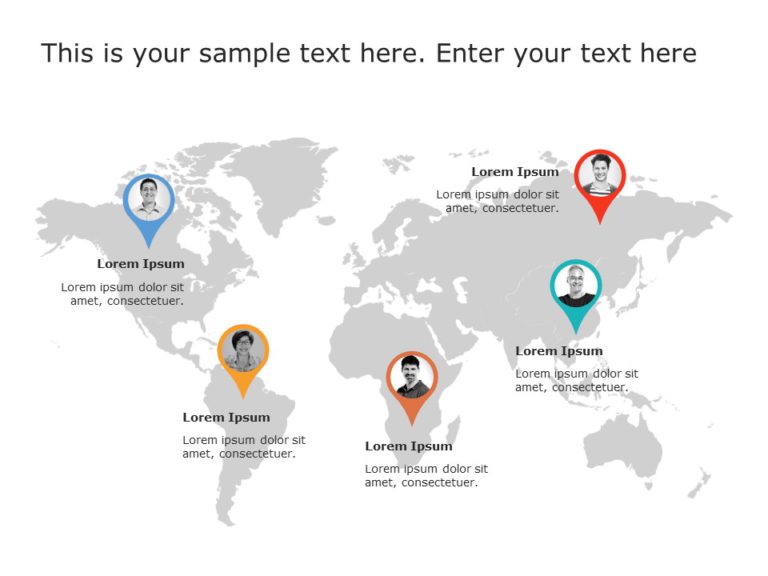 Global Team Map PowerPoint Template & Google Slides Theme