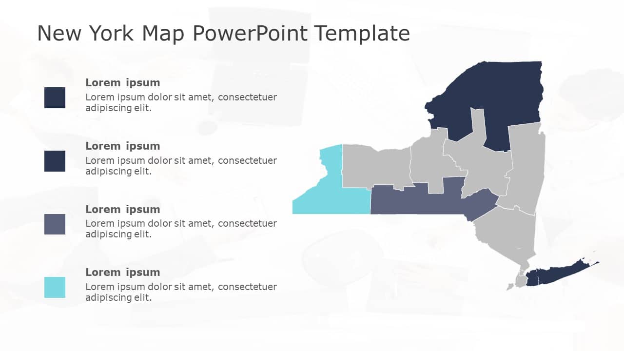 New York Map 4 PowerPoint Template & Google Slides Theme