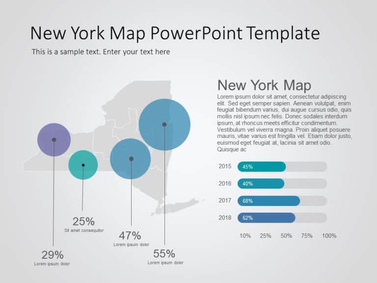 New York Map 8 PowerPoint Template