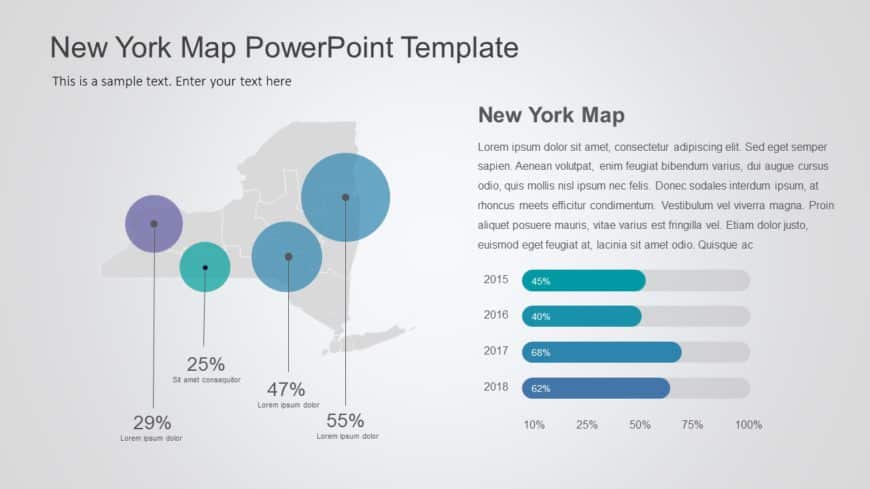 New York Map 8 PowerPoint Template