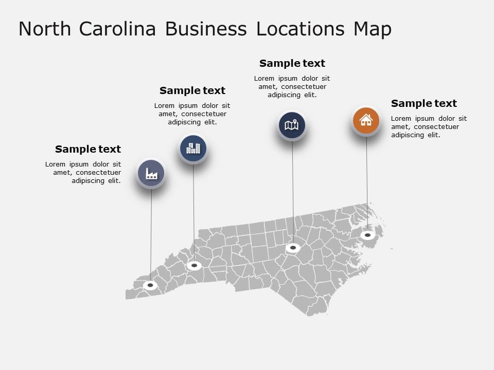 North Carolina Map 2 PowerPoint Template
