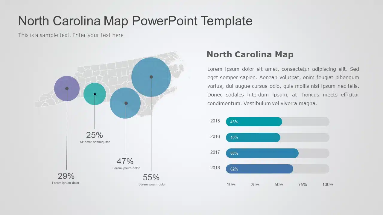 North Carolina Map 8 PowerPoint Template & Google Slides Theme