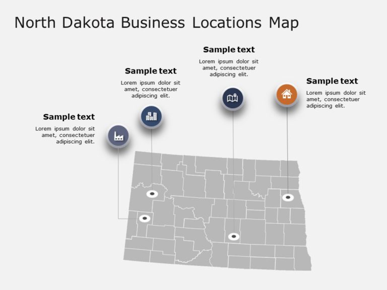 North Dakota Map 2 PowerPoint Template & Google Slides Theme
