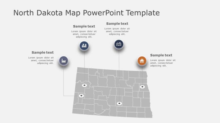 North Dakota Map 2 PowerPoint Template