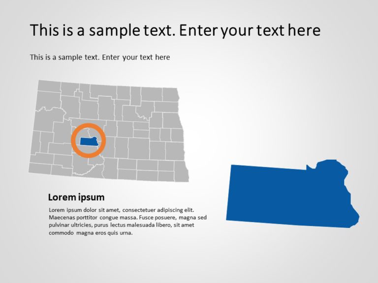 North Dakota Map 3 PowerPoint Template