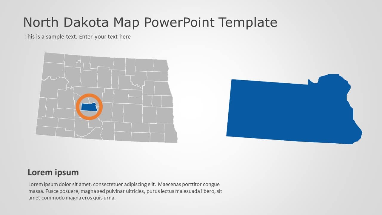 North Dakota Map 3 PowerPoint Template & Google Slides Theme