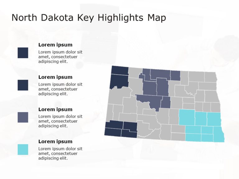 North Dakota Map 4 PowerPoint Template & Google Slides Theme