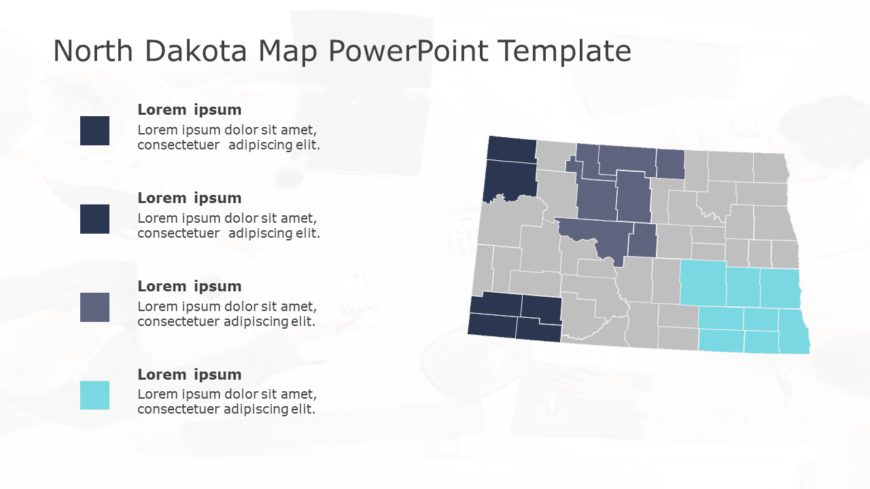 North Dakota Map 4 PowerPoint Template