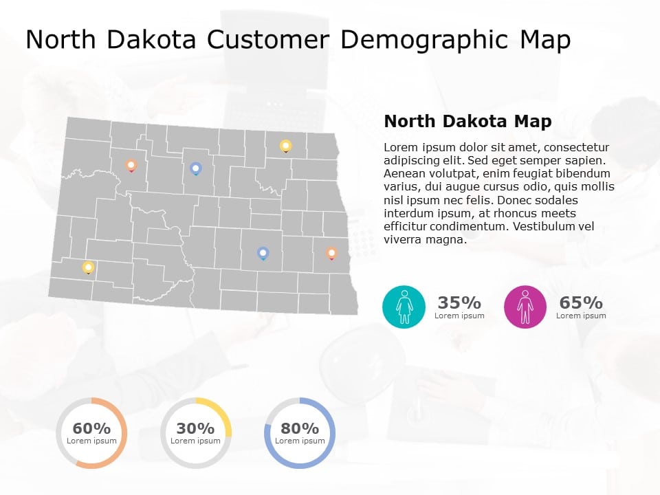 North Dakota Map 6 PowerPoint Template