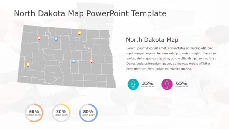 North Dakota Map 6 PowerPoint Template & Google Slides Theme