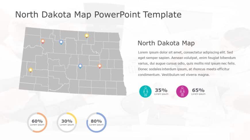 North Dakota Map 6 PowerPoint Template