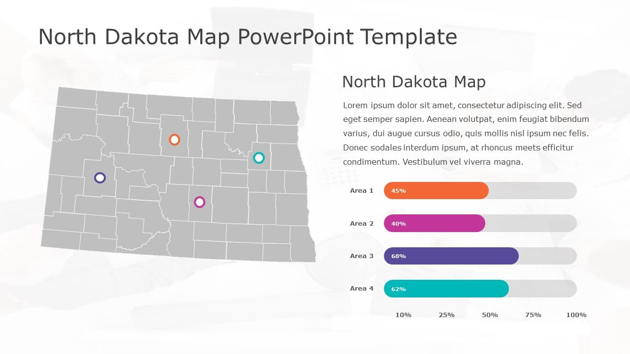 North Dakota Map 7 PowerPoint Template & Google Slides Theme