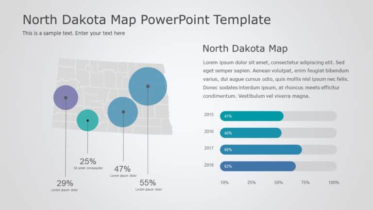 North Dakota Map 8 PowerPoint Template & Google Slides Theme